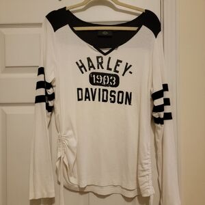 Harley-Davidson White & Black Long Sleeve Logo Top